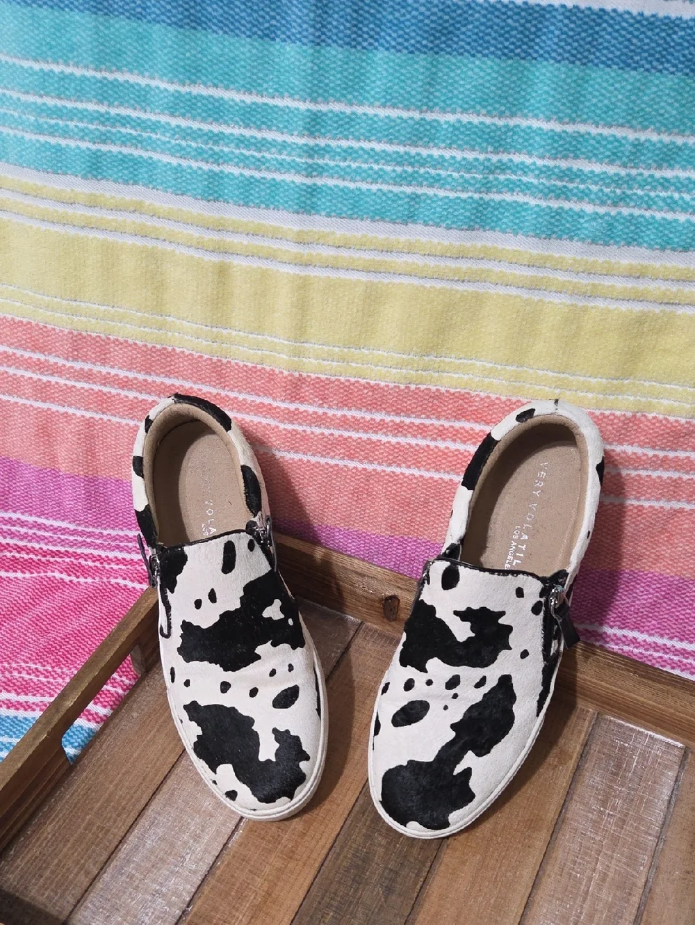 Canvas slip-on sneakers, Very Volatile Normande, cow print